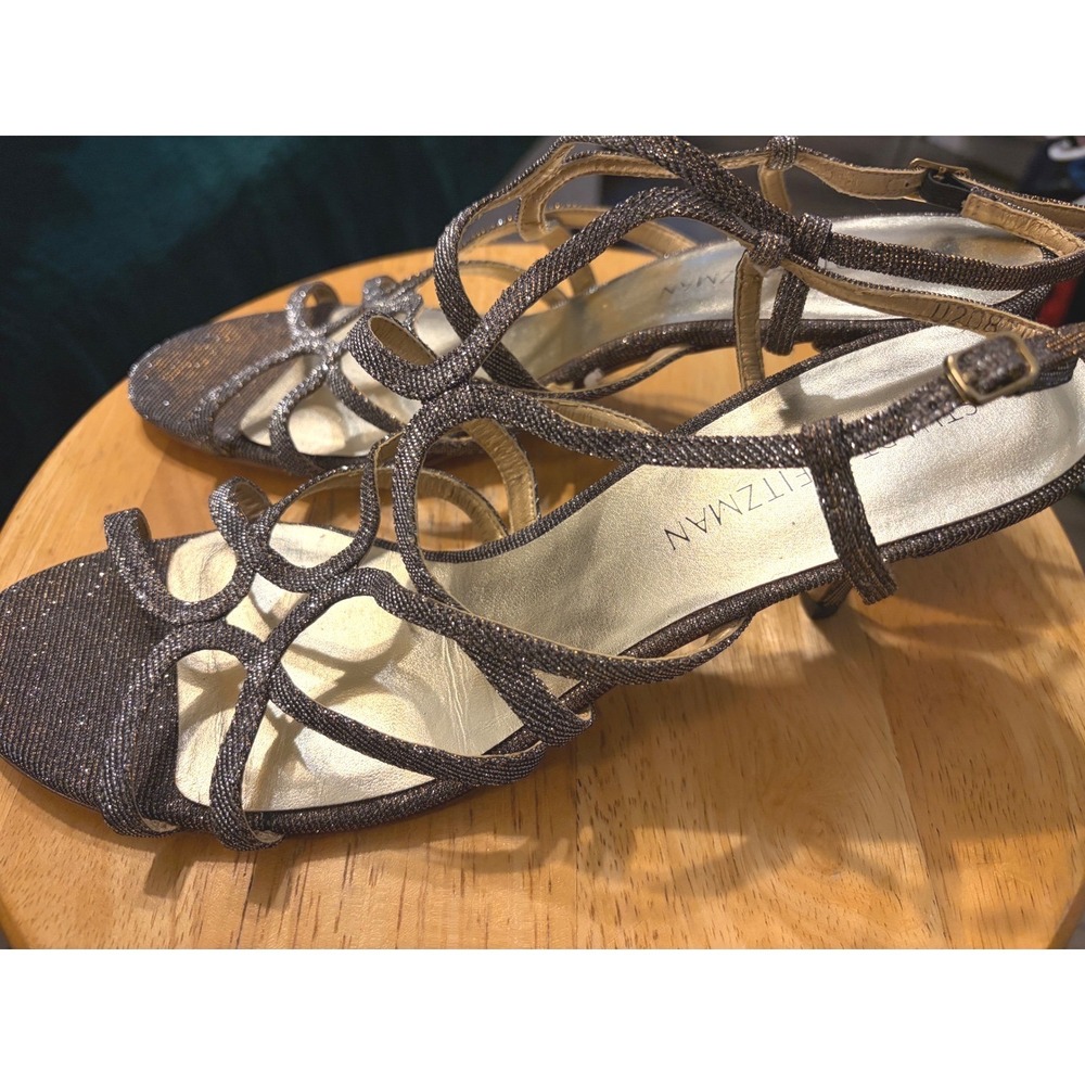 Stuart Weitzman Bronze Metallic Strappy Sandals Kitten Heel Evening Shoes Sz 11